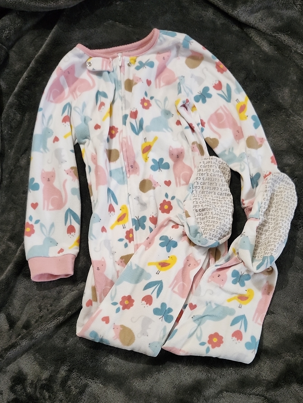Carter's Pink, Blue and Yellow Animal Print Footed Pajama Set